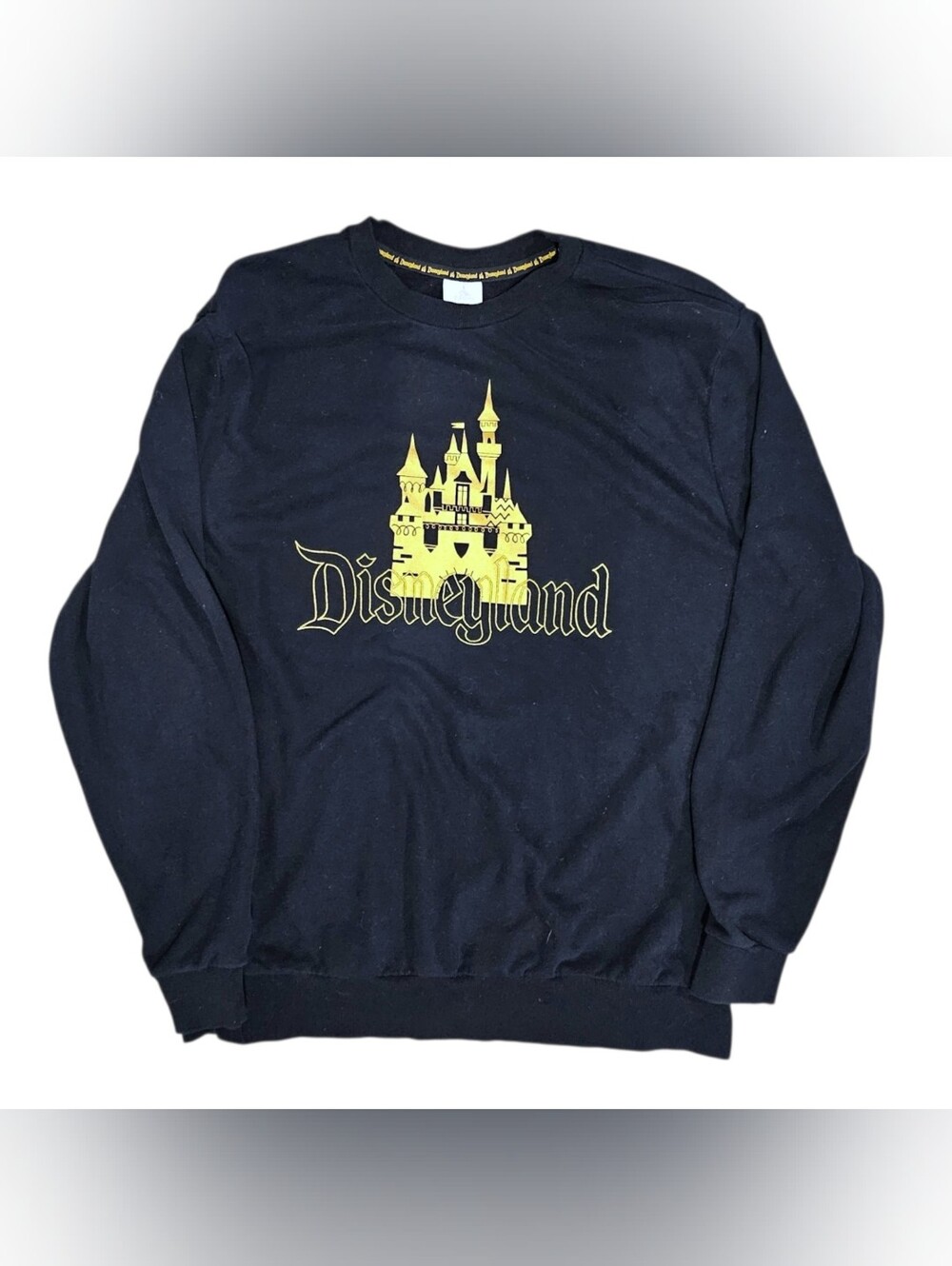 Disney Navy Crewneck Sweatshirt with Yellow Castle Graphic XXL